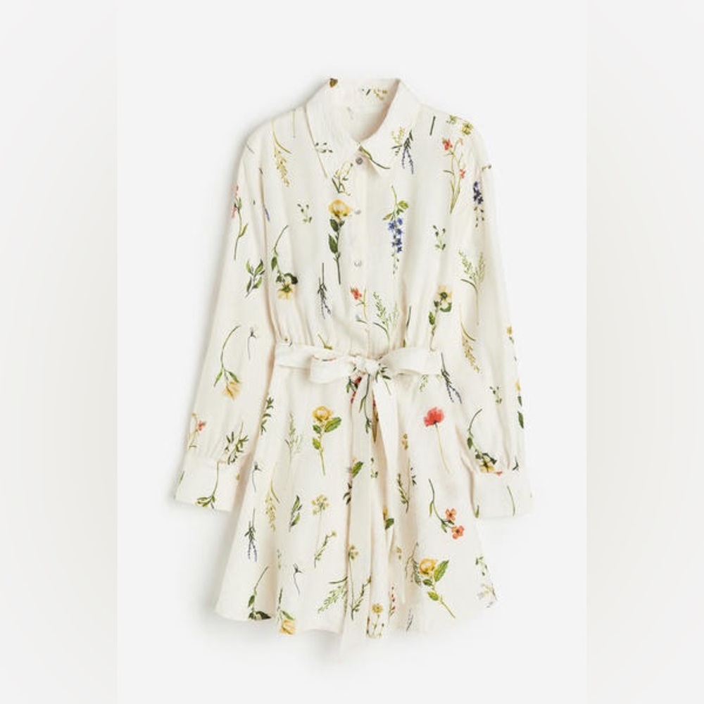 H&M Floral Print Shirt Dress - Size L (NWT)